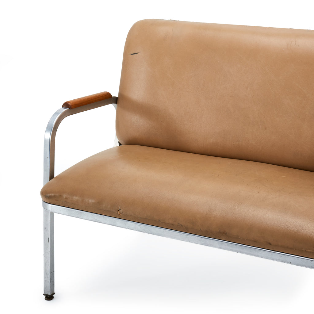 Tan Vinyl Loveseat