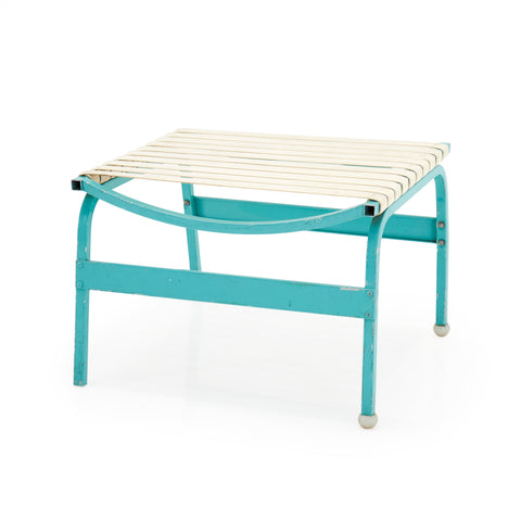 Aqua and White Strap Ottoman
