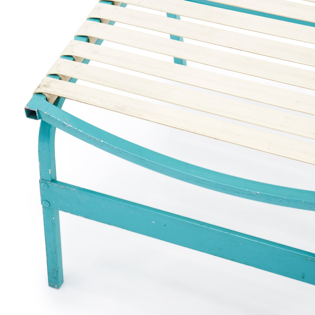Aqua and White Strap Ottoman