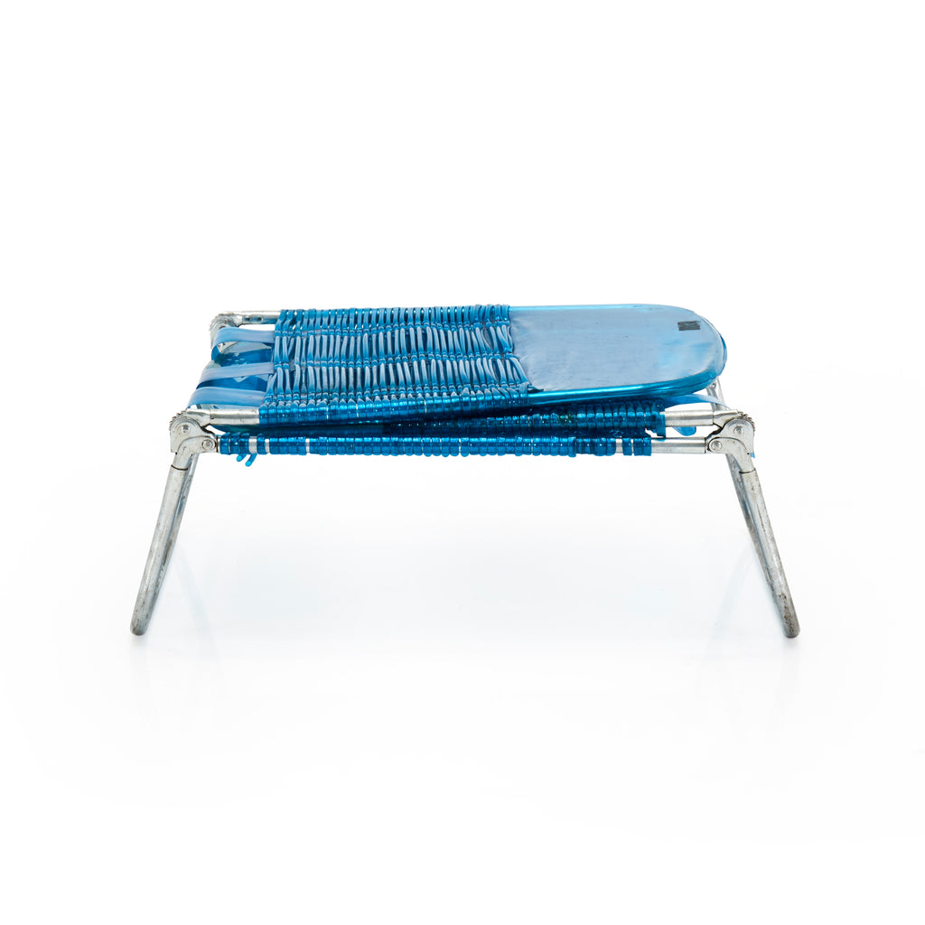 Blue Plastic Strapped Outdoor Chaise Lounger