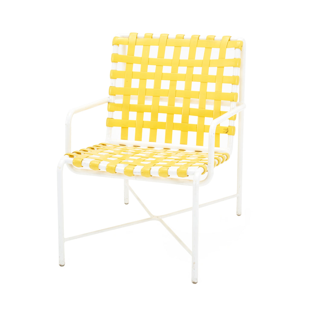 Yellow Strap White Outdoor Arm Chair