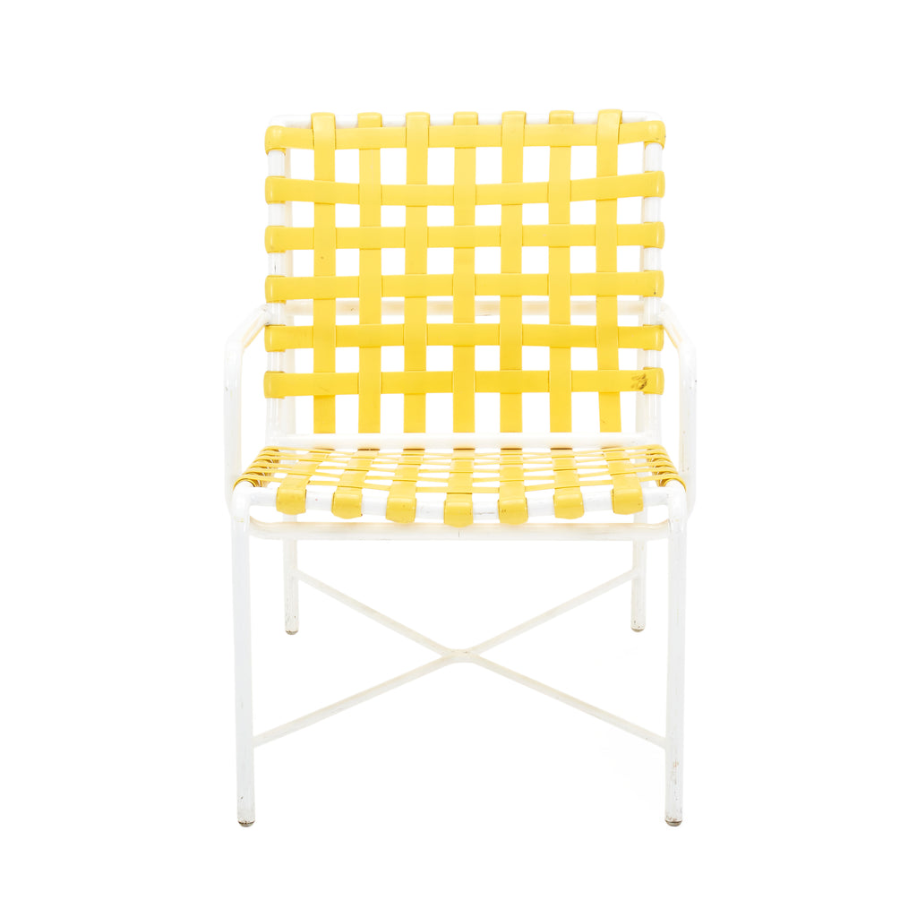 Yellow Strap White Outdoor Arm Chair