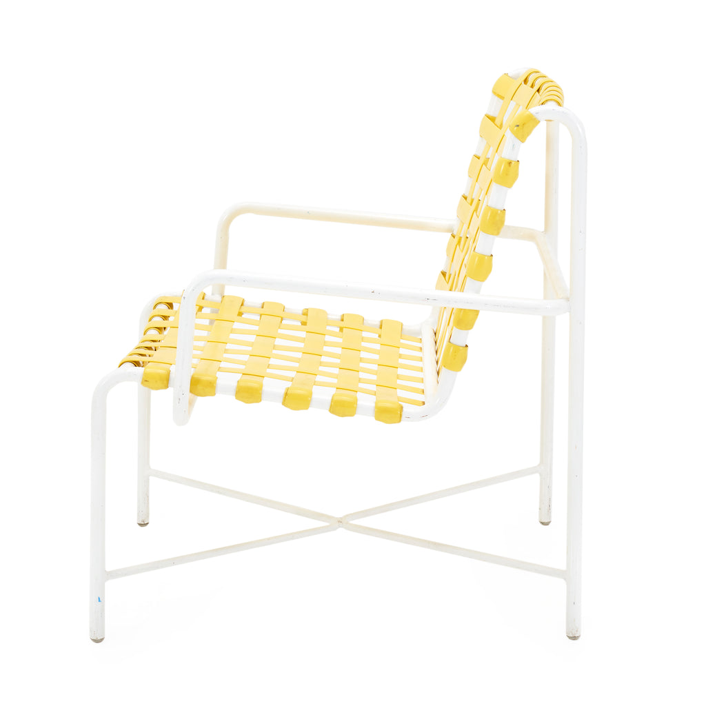 Yellow Strap White Outdoor Arm Chair