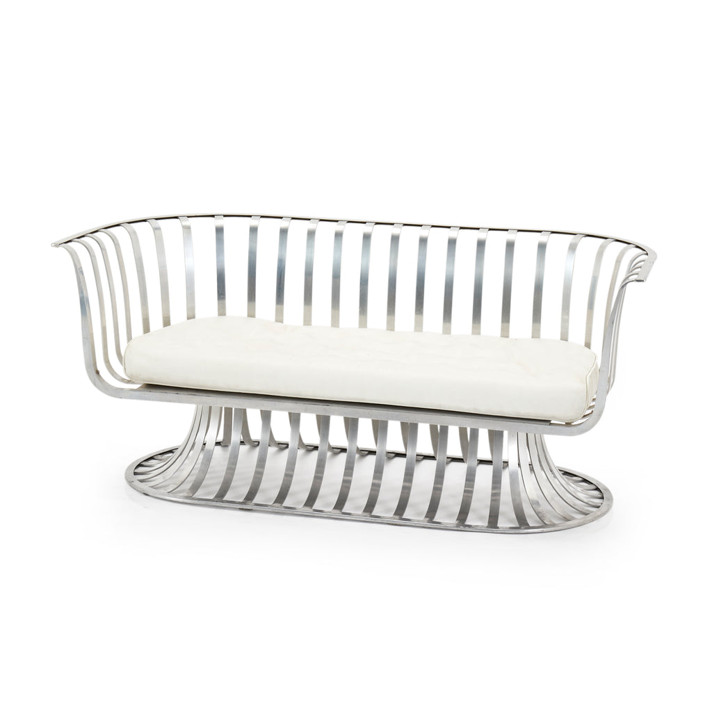 Aluminum Woodard Loveseat with White Cushion