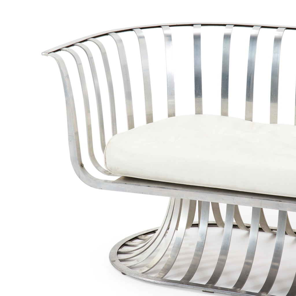 Aluminum Woodard Loveseat with White Cushion