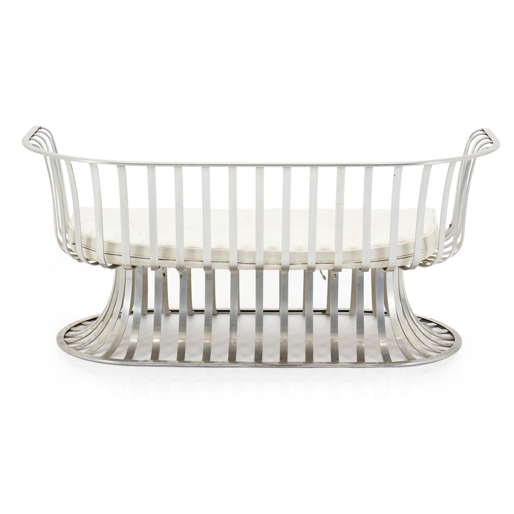 Aluminum Woodard Loveseat with White Cushion