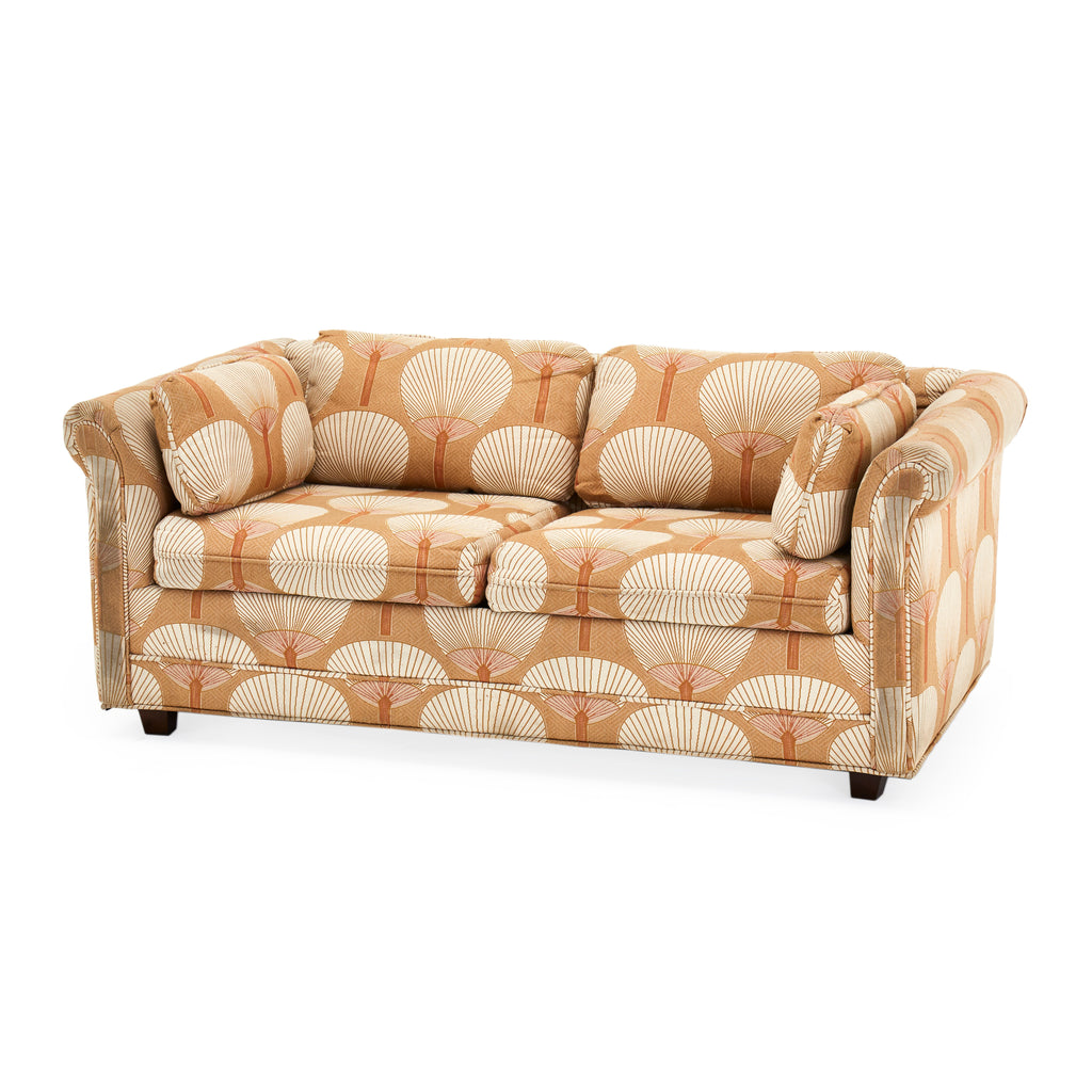 Beige Peach Fan Pattern Loveseat