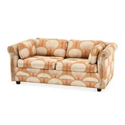 Beige Peach Fan Pattern Loveseat