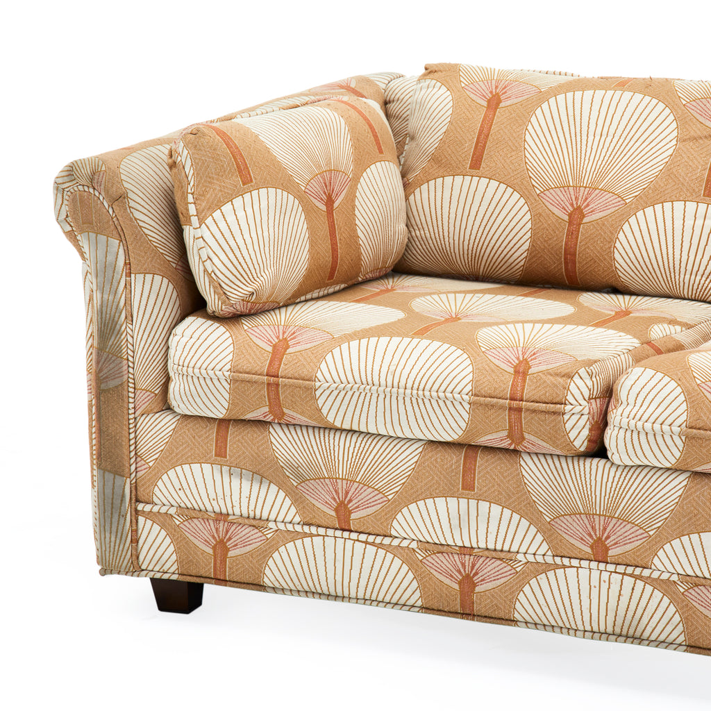Beige Peach Fan Pattern Loveseat