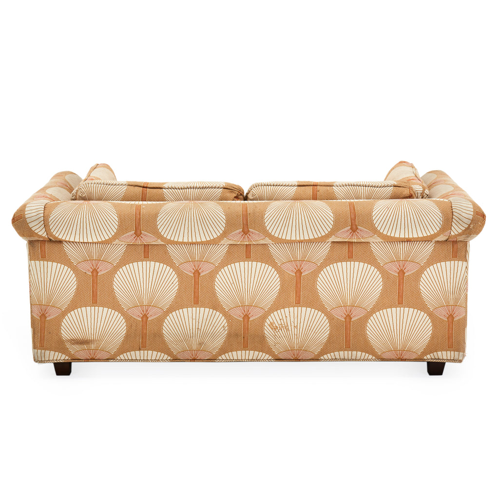Beige Peach Fan Pattern Loveseat