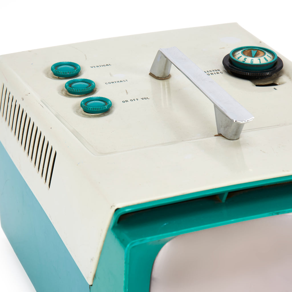 Tiny Teal GE Portable TV