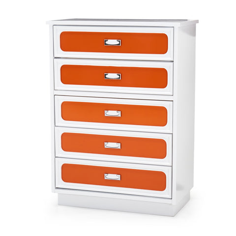Cream & Orange Tall Boy Dresser