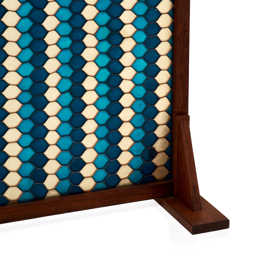 Turquoise Blue Pattern Resin Room Divider