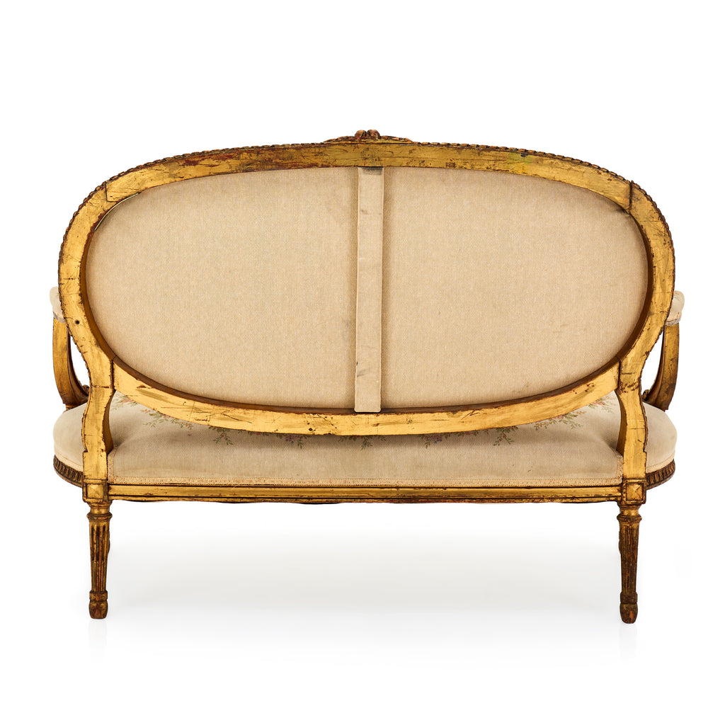Cream Floral Victorian Loveseat