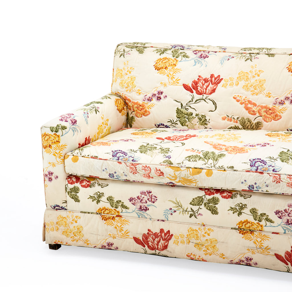 Cream Quilted Floral Love Seat