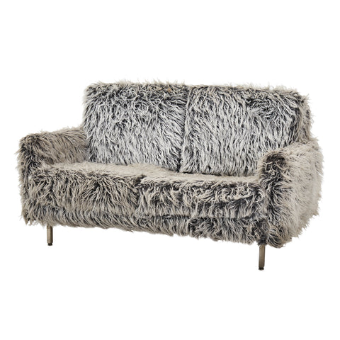 Grey Faux Fur Love Seat