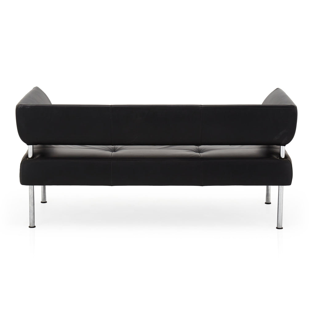 Black Leather Floating Back Sofa