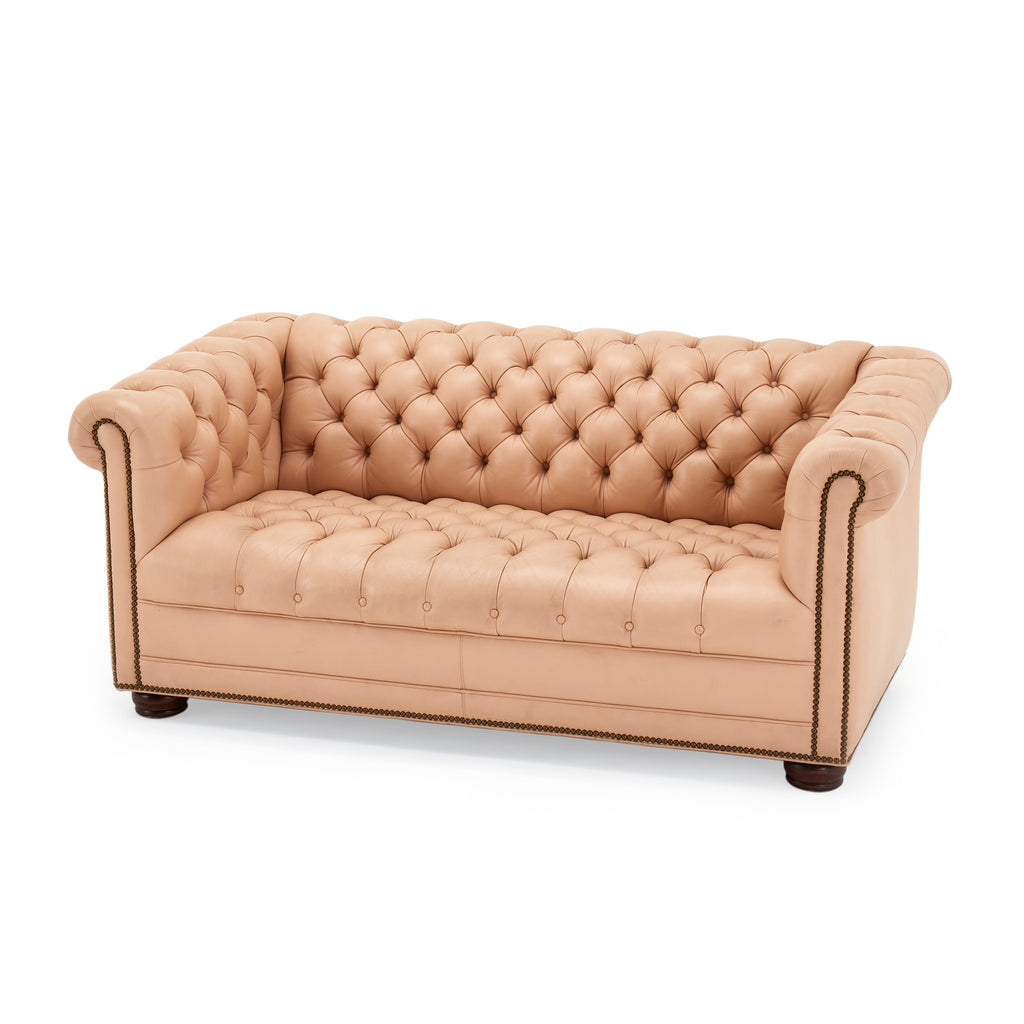 Pink-Beige Chesterfield Love Seat