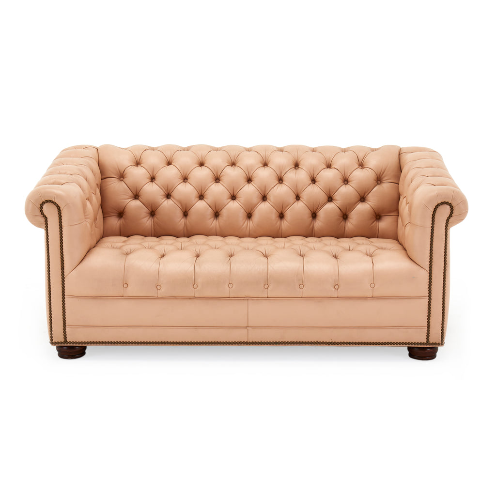 Pink-Beige Chesterfield Love Seat