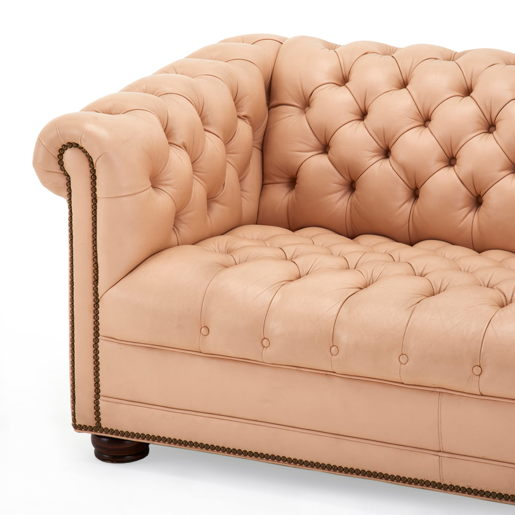 Pink-Beige Chesterfield Love Seat