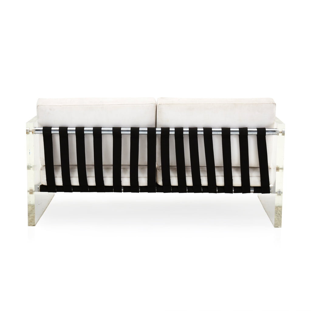 White Leather and Lucite Love Seat
