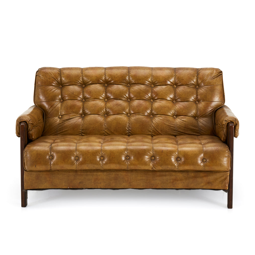 Camel Brown Tufted Love Seat