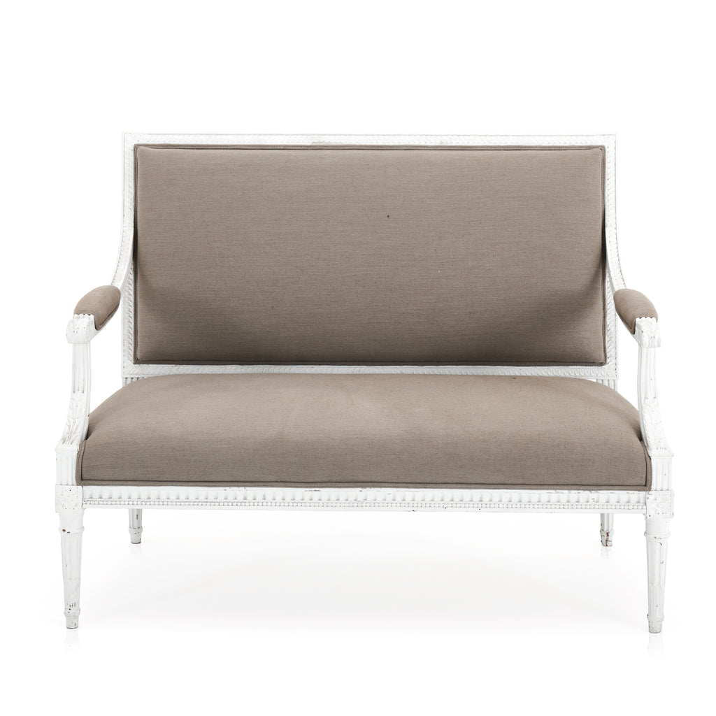 Grey and White Neoclassical Loveseat