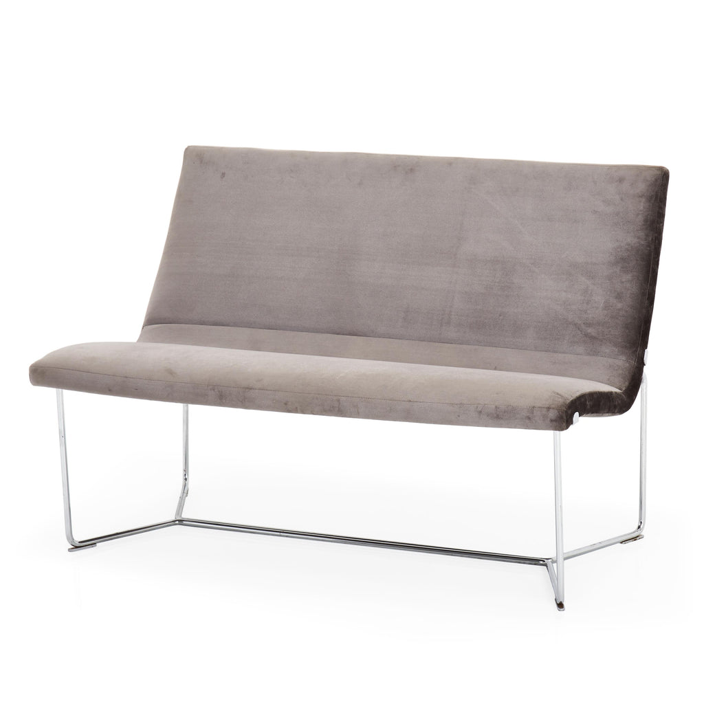 Minimal Silver Velvet Love Seat