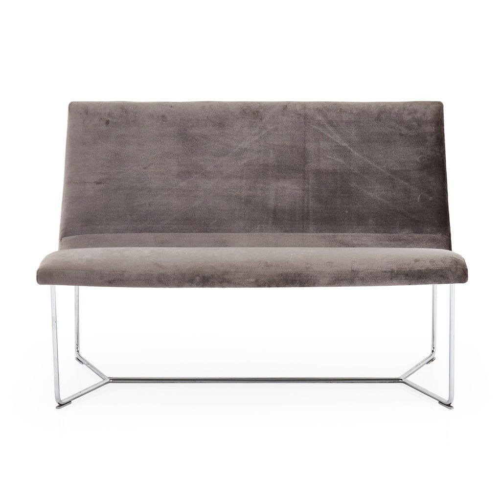 Minimal Silver Velvet Love Seat