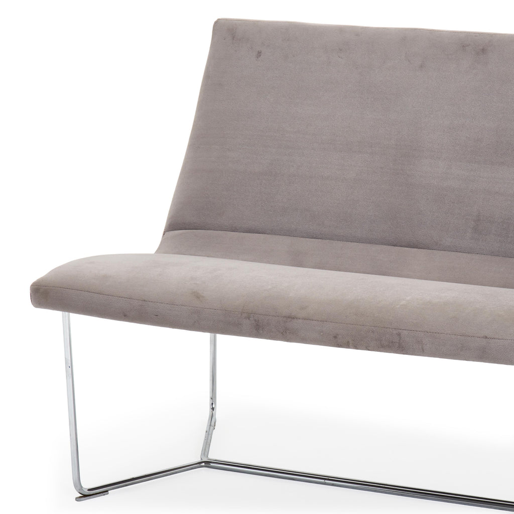 Minimal Silver Velvet Love Seat