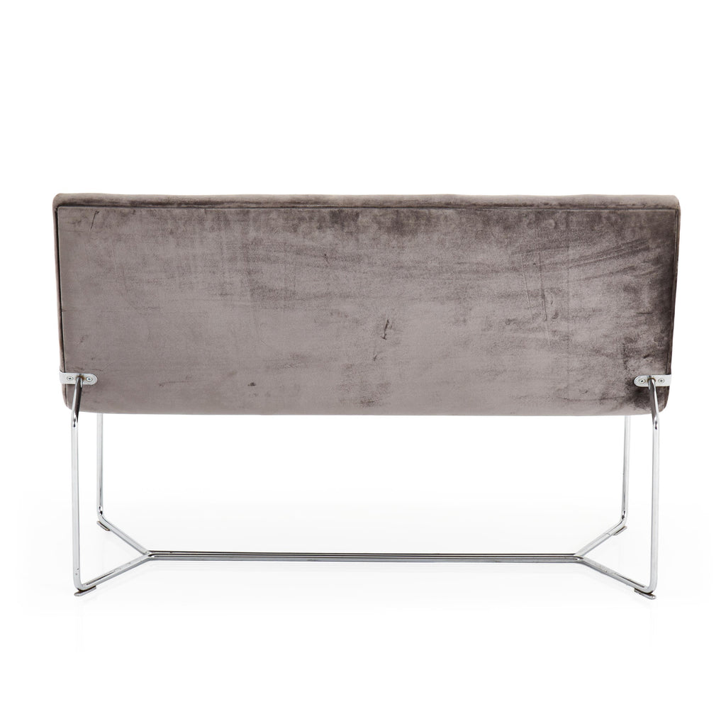 Minimal Silver Velvet Love Seat