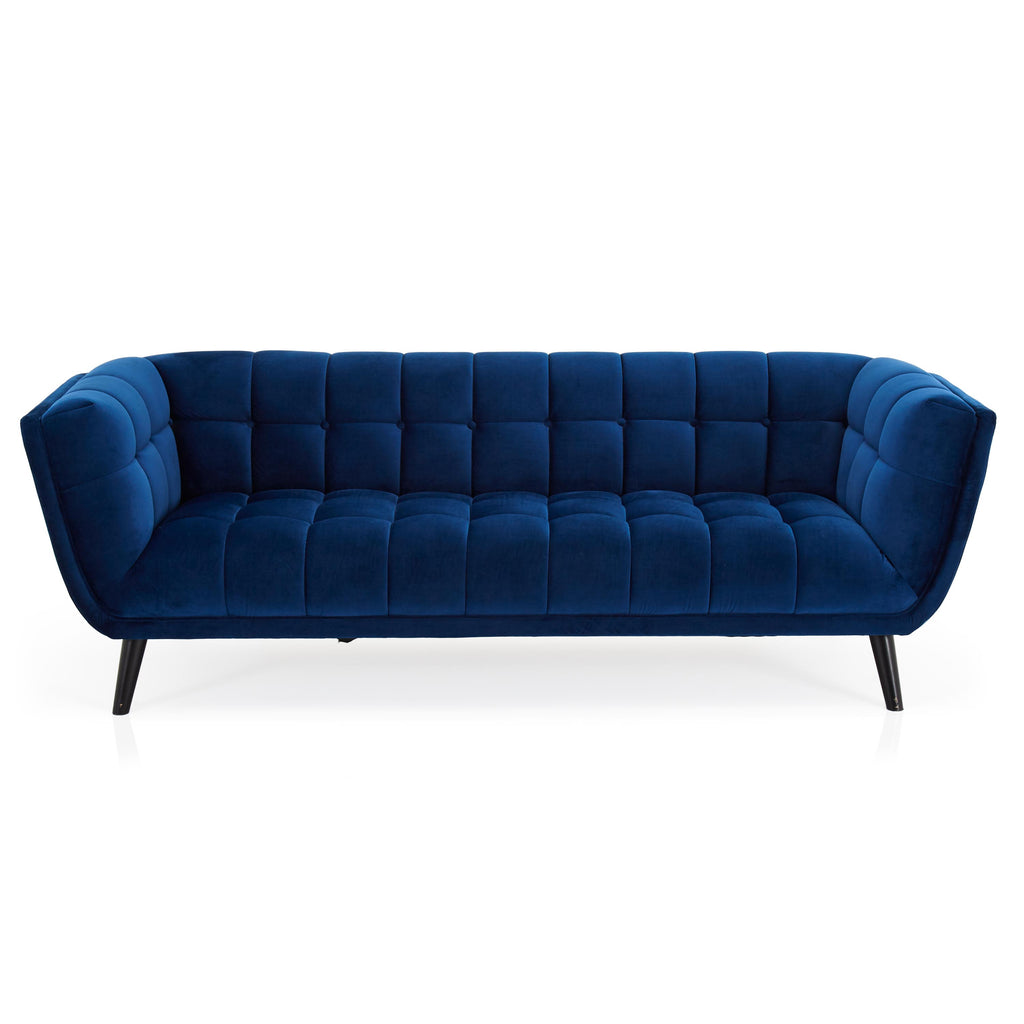 Modern Blue Tufted Velvet Sofa