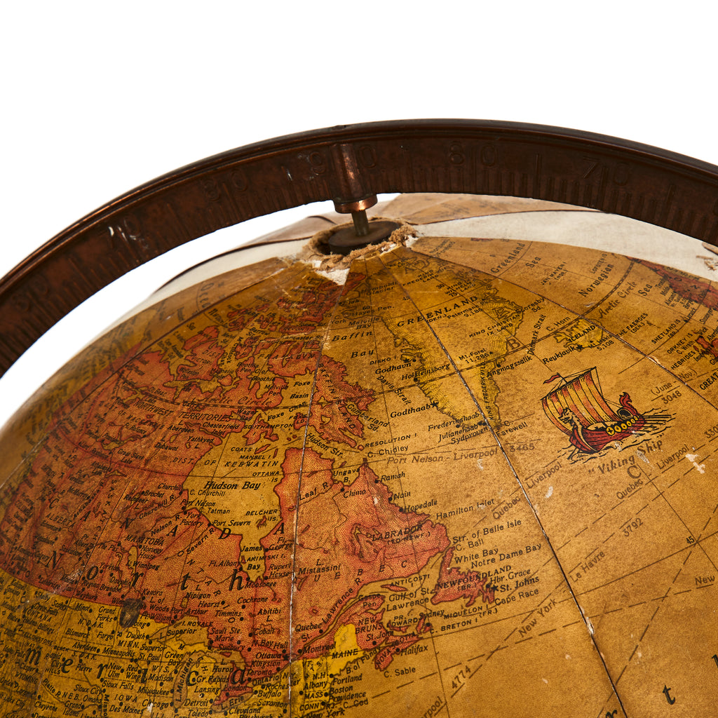 Tan Globe on Wooden Stand