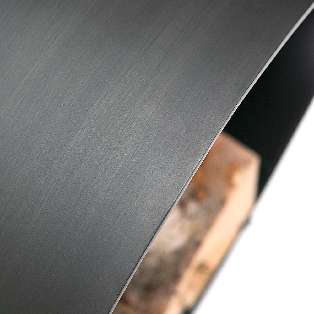 Black Circular Metal Firewood Holder with Logs