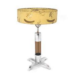 Cream Table Lamp with Smoked Lucite Base