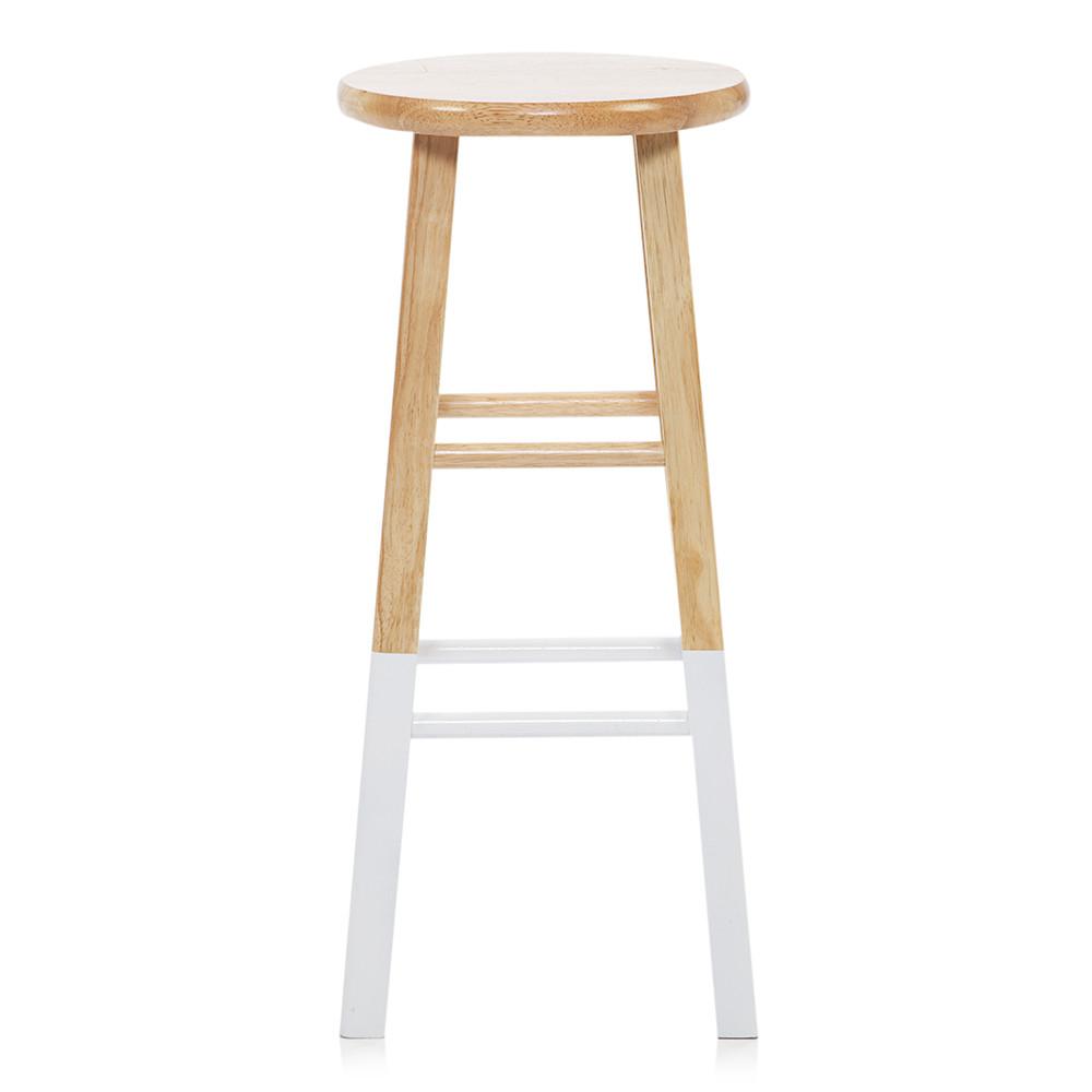 Wood Stool with White Dipped Legs