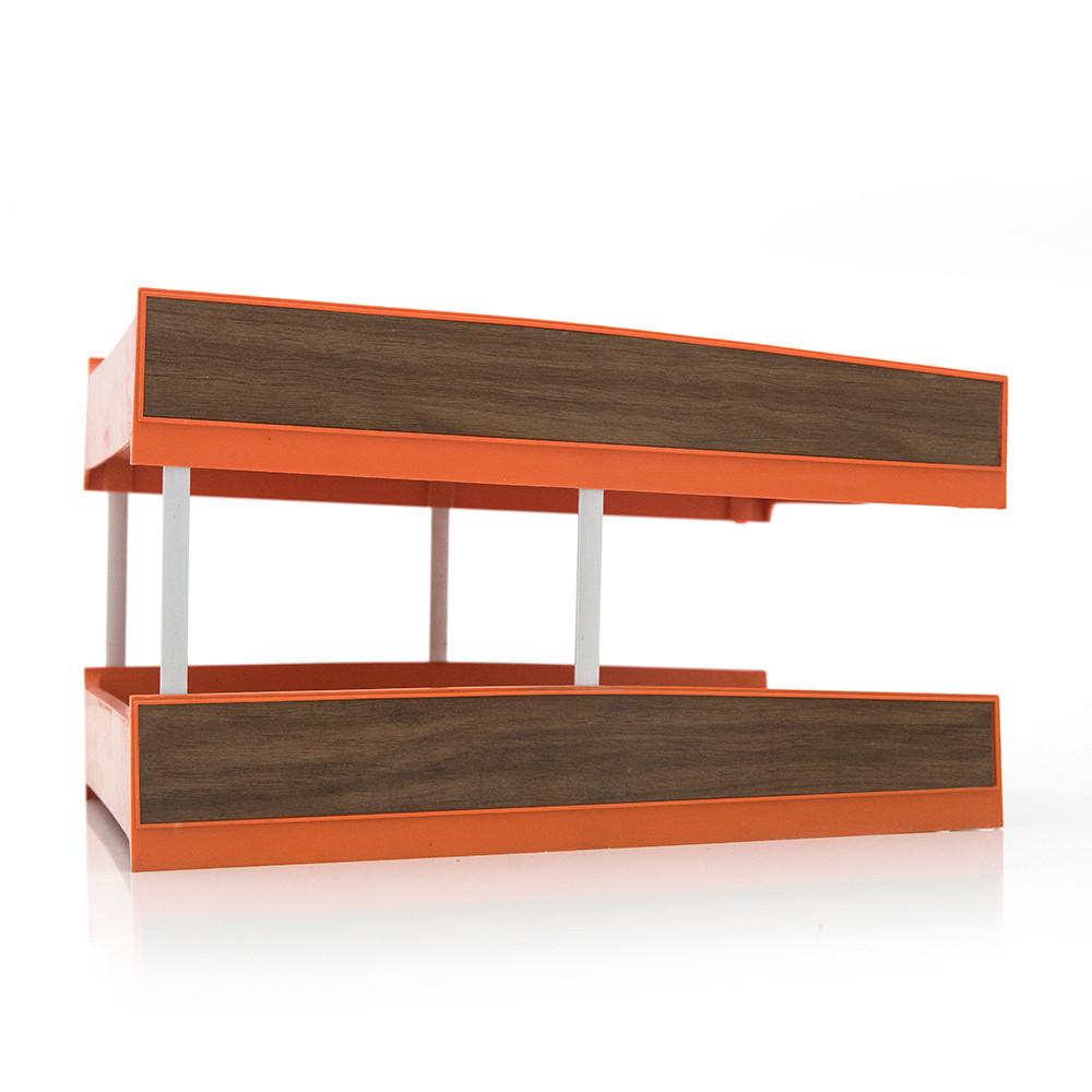 Orange 2-Tier Desktop Inbox Paper Tray