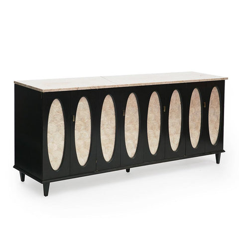 Black and Grey Mica Panel Credenza