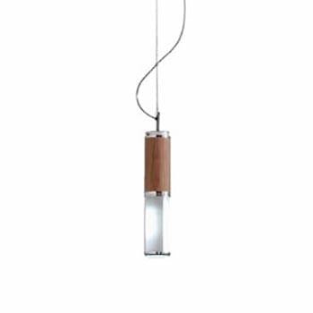 Wood + Chrome Slim Cylinder Pendant