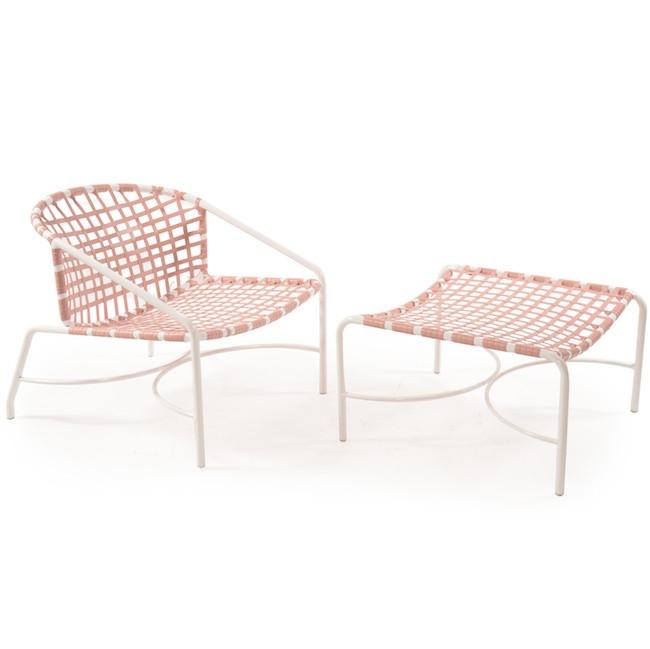 Pink Strap Outdoor Wide Lounge Chair