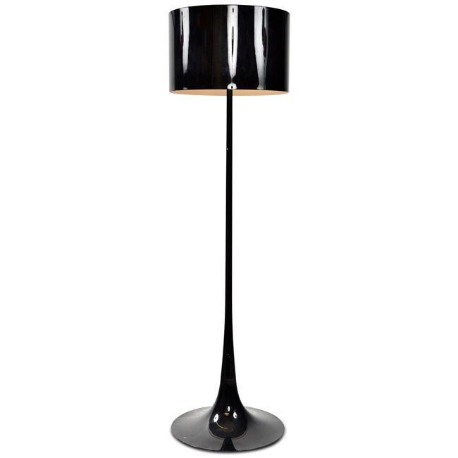Glossy Black Tall Modern Floor Lamp