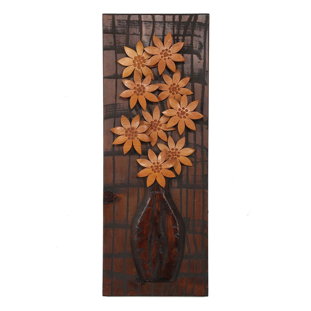 Tall Wood Flowers Wall Sculpture