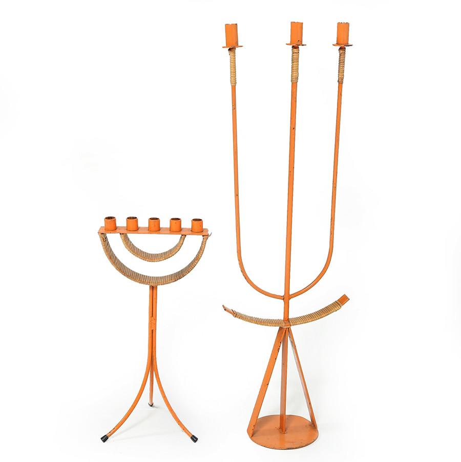 Orange Candle Holder Pair