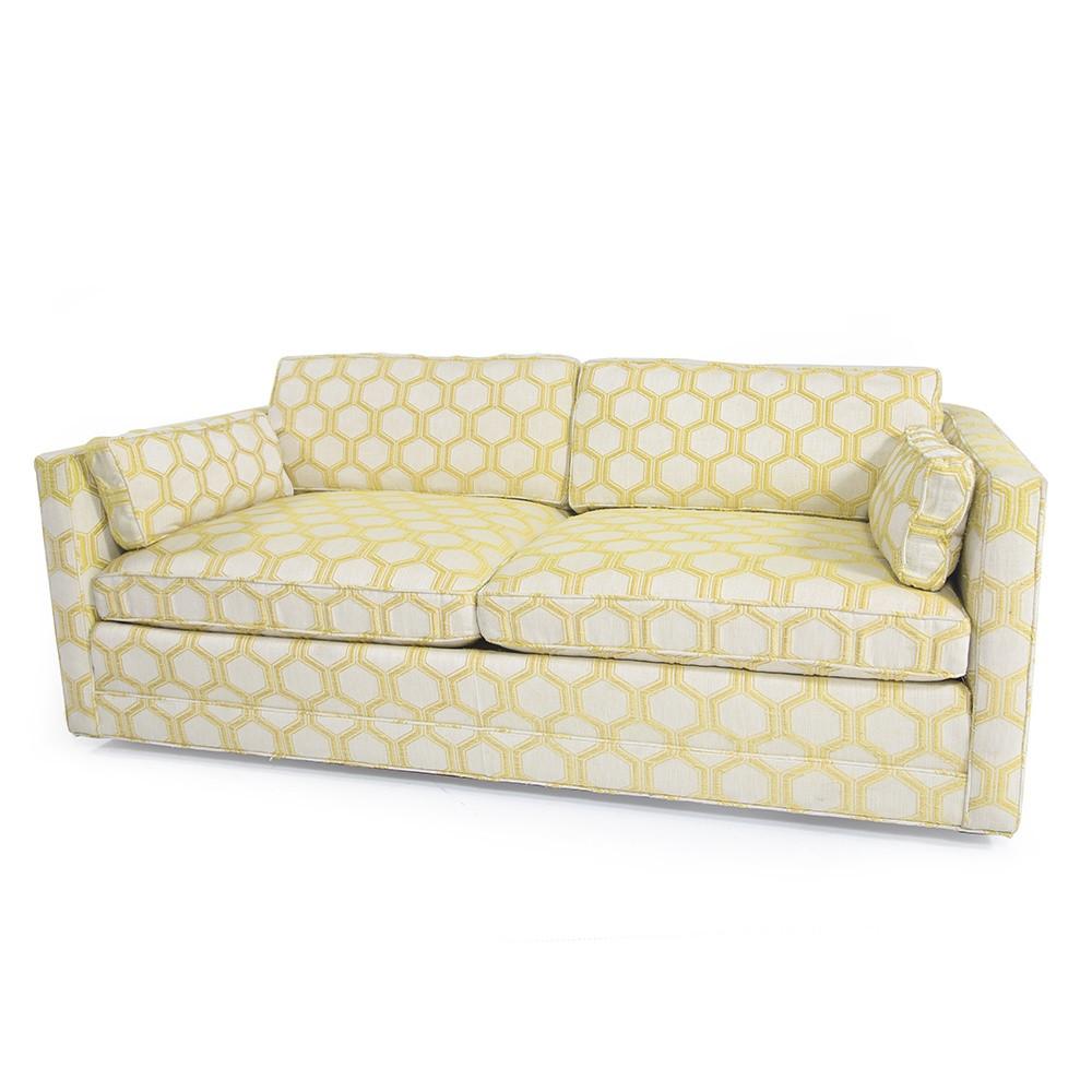 White and Yellow Bargello Print Sofa