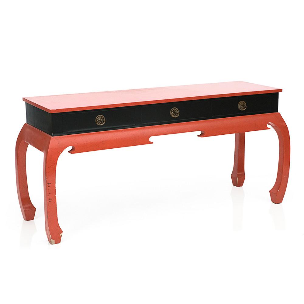 Red Asian Style Side Table