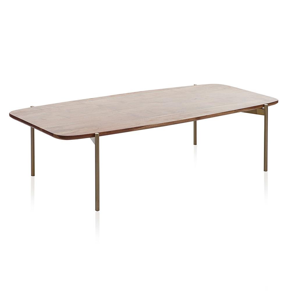 Wood and Brass Coffee Table
