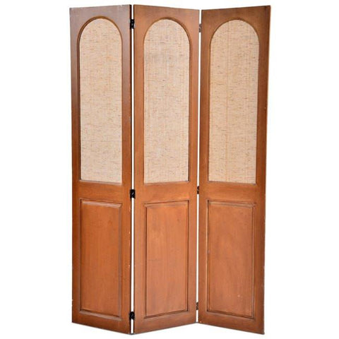 Three-Panel Fabric & Wood Divider