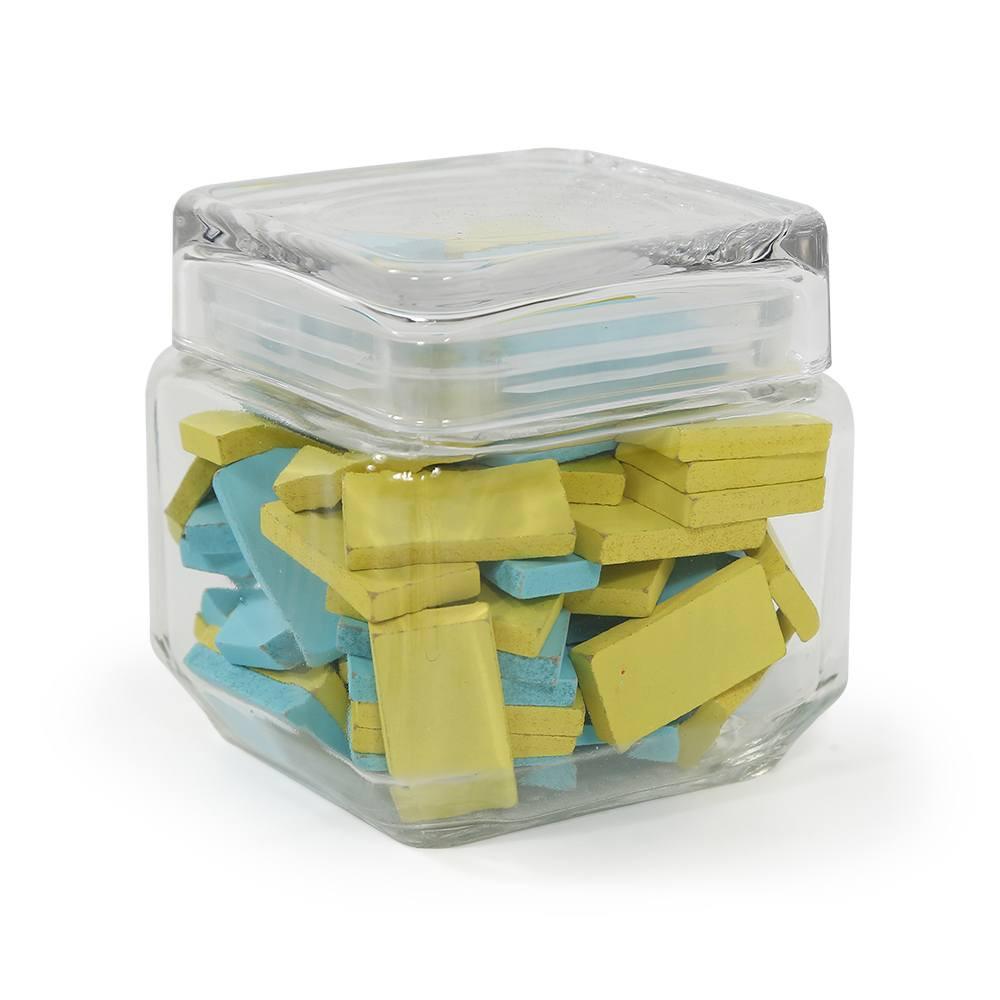 Green Aqua Dominoes in a Glass Jar (A+D)