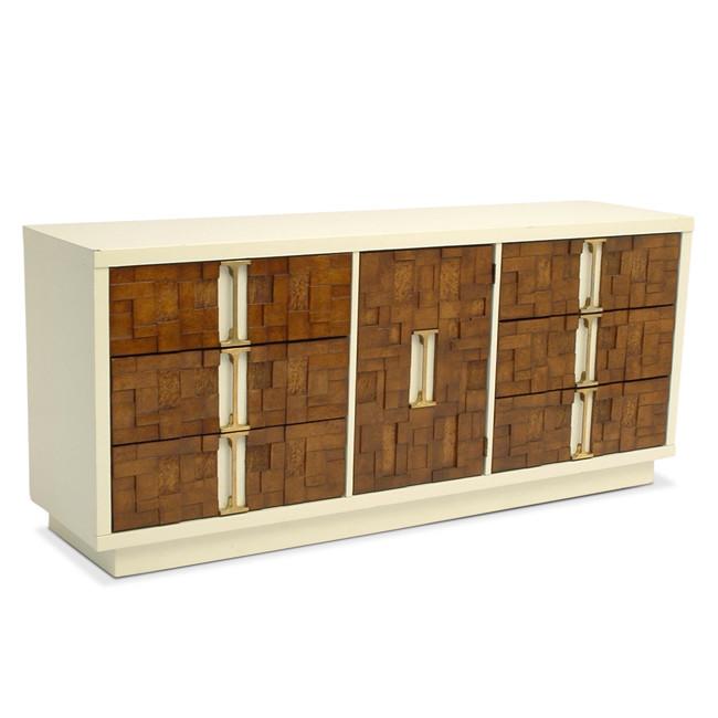 Cream & Woodblock Credenza Dresser