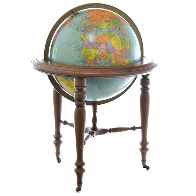 Brown Wooden Tri-Leg Stand Globe